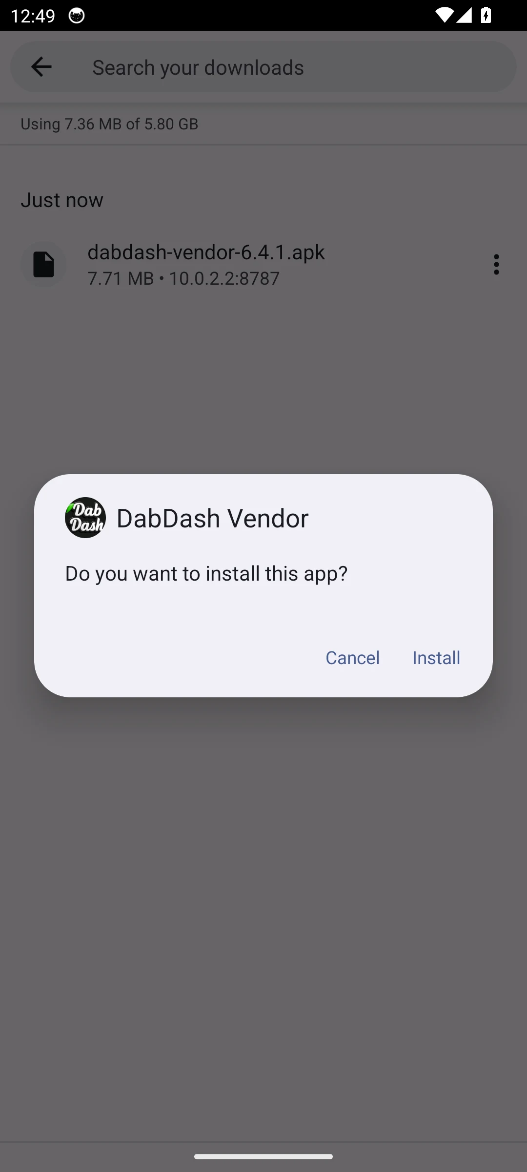 Confirmación del instalador de paquetes en Android 14