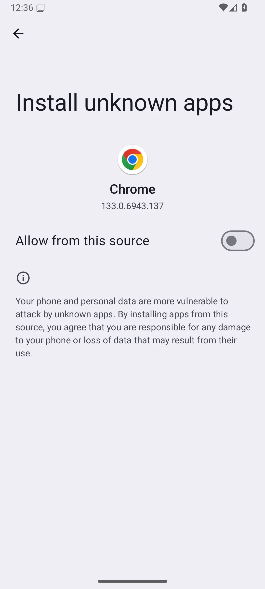 Permiso para instalar aplicaciones desconocidas en Android 16