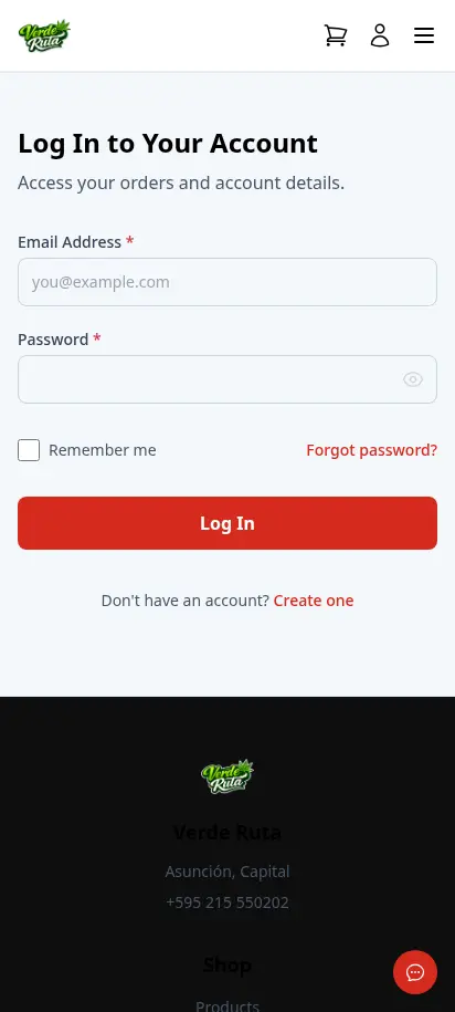 Página de inicio de sesión de cliente de DabDash personalizada con campos de correo y contraseña — vista móvil