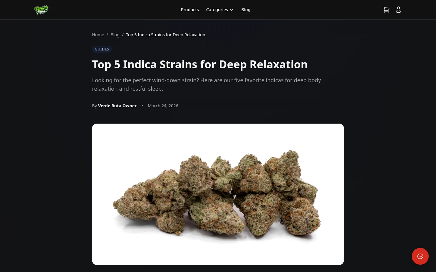 DabDash storefront blog post page showing a full article with branded styling