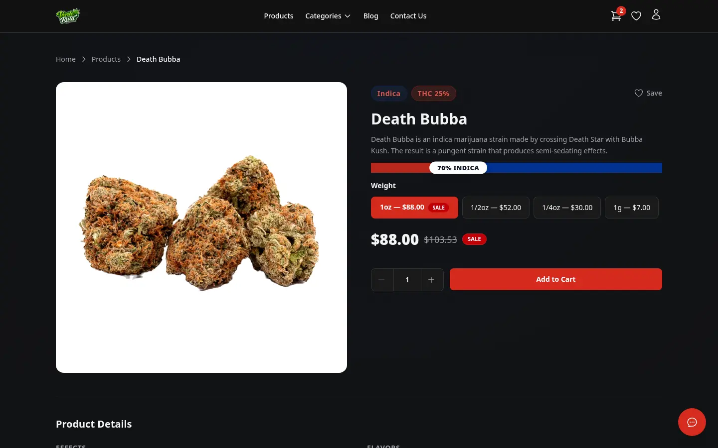 Página de detalle de producto de DabDash mostrando una oferta en paquete activa y progreso del paquete