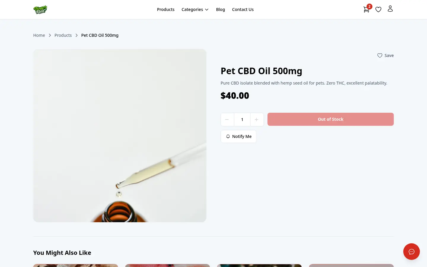 Página de producto agotado de DabDash mostrando registro de correo para notificación de reposición