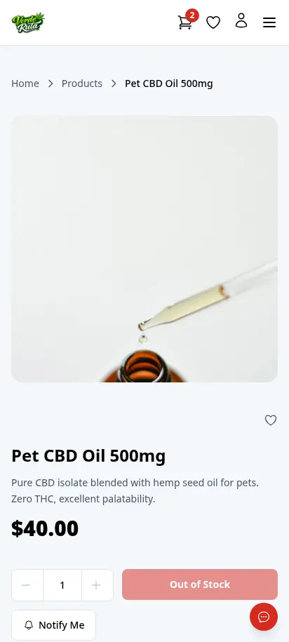 Página de producto agotado de DabDash mostrando registro de correo para notificación de reposición