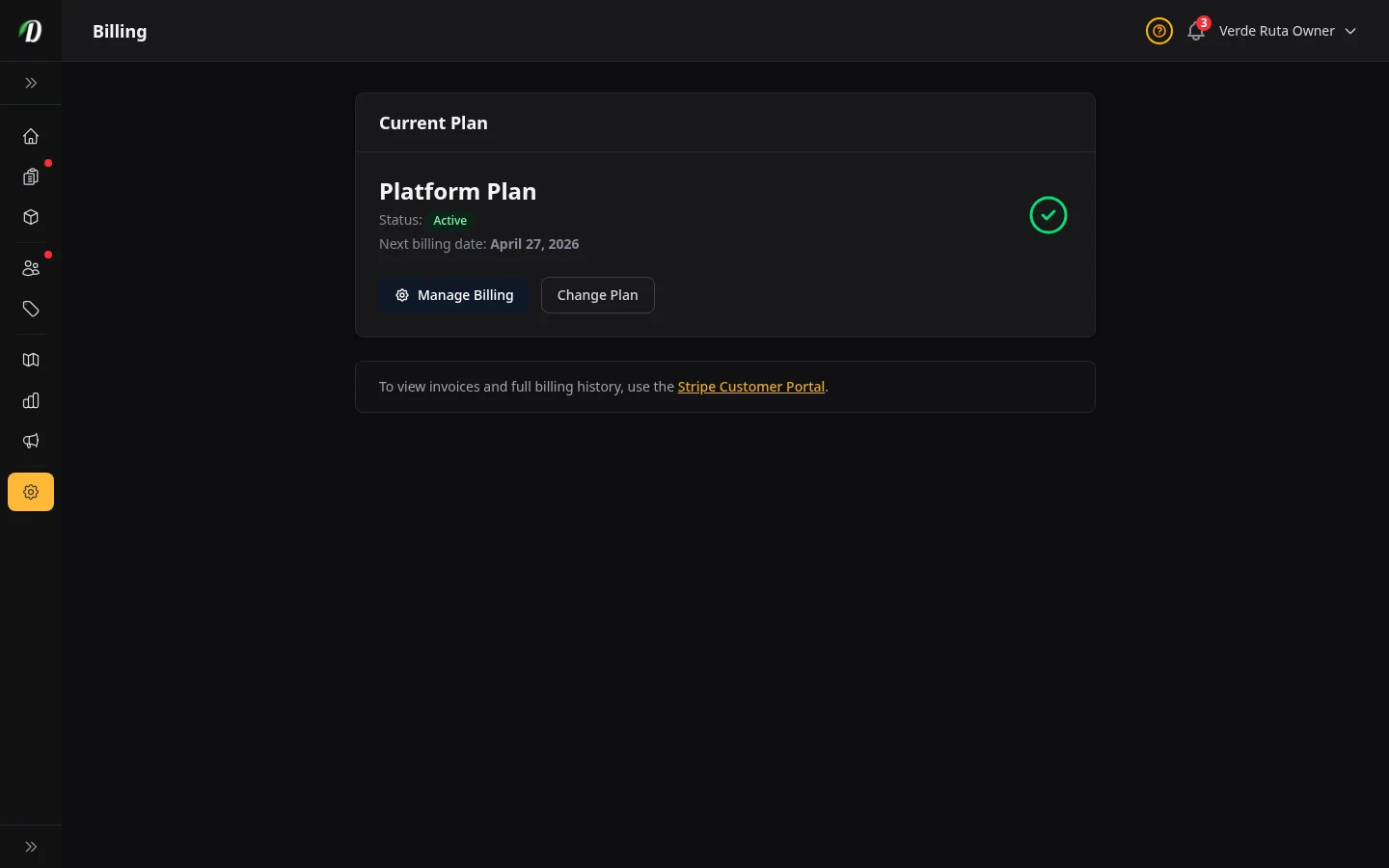 Facturación y Suscripción screenshot