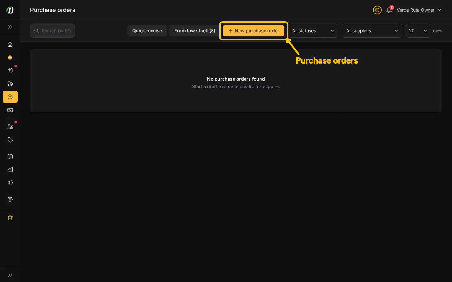 Suppliers & Purchase Orders captura de pantalla